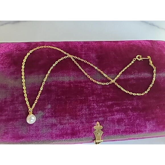 Faux Pearl Pendant Necklace Vintage - Picture 5 of 10